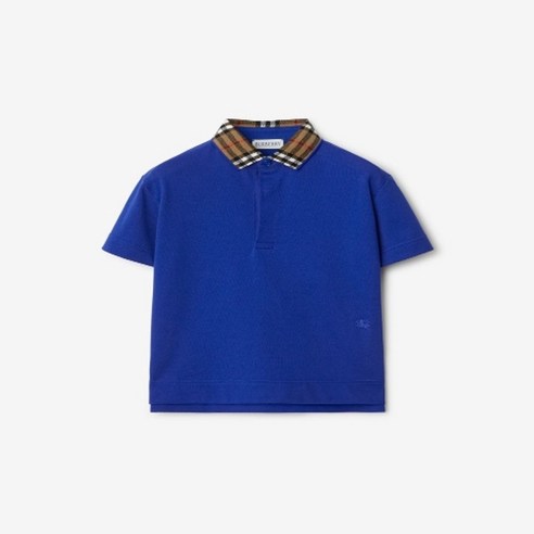 버버리키즈 버버리 키즈 24SS 체크 칼라 폴로셔츠 블루 8078567