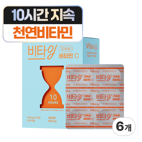 비타잉 지속성 비타민C 10시간 지속 메가도스 천연비타민 수험생 직장인 부모님 영양제 솔루티, 6개, 30정
