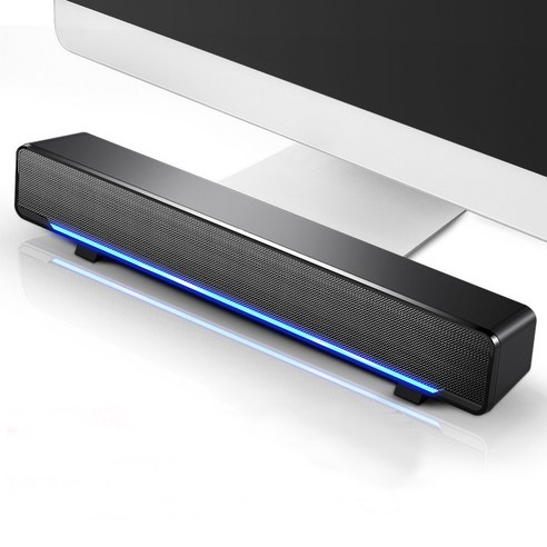 데스크탑용 USB 유선 파란색 LED 스트라이프 스피커, black