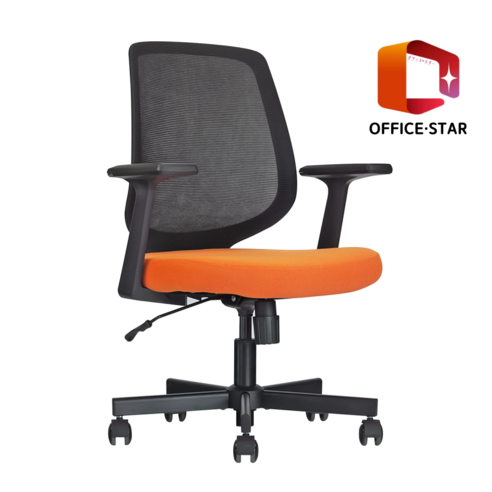 일본정품브랜드 OFFICE . STAR SMALL 사무용 의자 회의실용 학생용 컴퓨터 메쉬 체어, 흑색 + 흑색 + 주황색