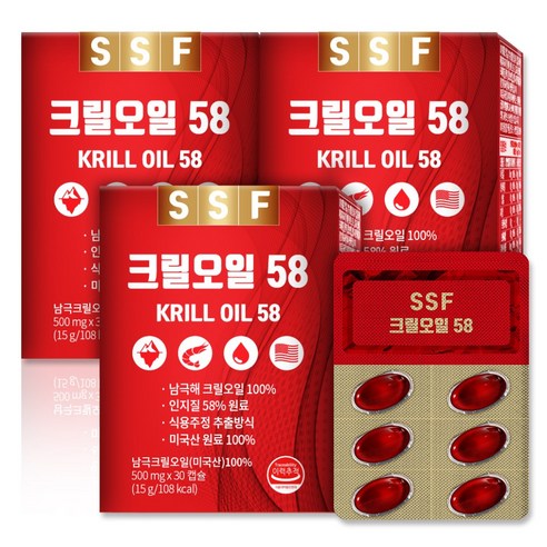 순수식품 크릴오일 인지질58%이상원료 3박스(90캡슐) 크릴오일58, 30캡슐, 3box