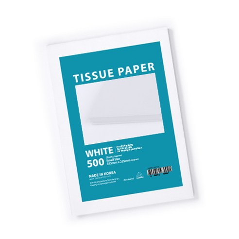 PaperPhant Korean White Tissue Paper 포장 장식 예술 공예등 다용도 화이트 색화지 스몰 사이즈 ( 약 355mm X 255mm ) 초대용량, 500매