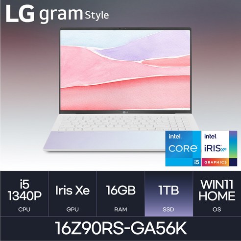 LG전자 그램 스타일16 16Z90RS-GA56K, WIN11 Home, 16GB, 1TB, Aurora White