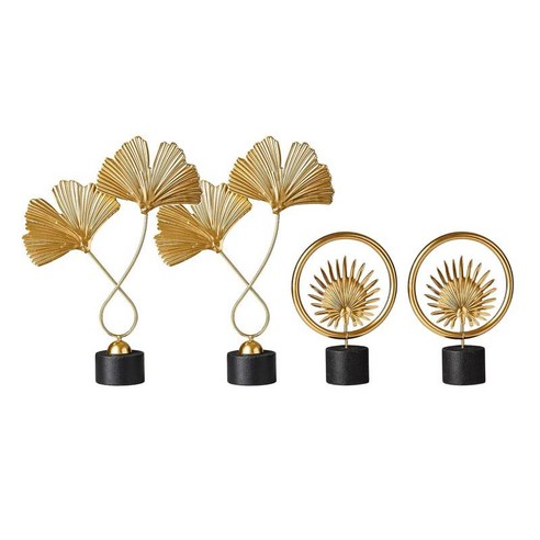 4pcs 북유럽 스타일 나무 철 잎 모양의 조각 장식 입상 사진 소품 장식, 황금, 철 + 나무