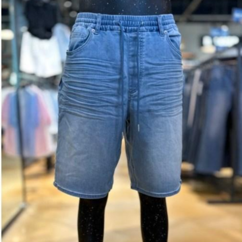 버커루 특가전 BUCKAROO JEANS 2024신상 30%초특가 여름 남성 풀밴딩 아이스/인디고 투톤 데님 청반바지 5부 반바지