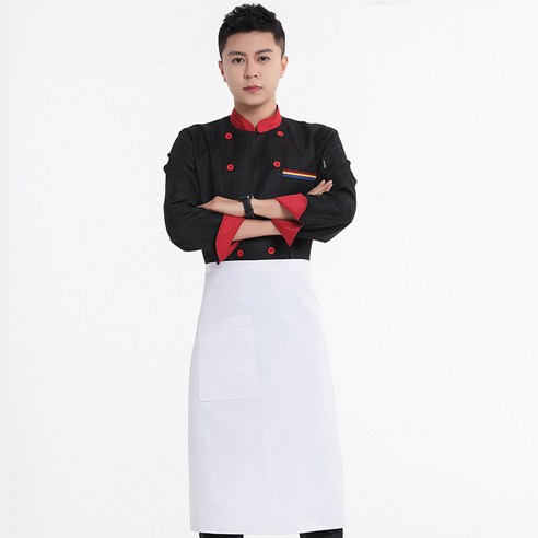 ANKRIC 앞치마 식당 조리사 내장 작업복 유니폼 원피스앞치마, 화이트 스타일 2