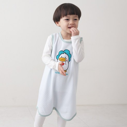 잼베이비 수면조끼 텐셀 보온지 누빔 연블루 부드러운 아기 잠옷 탁월한 감촉 백일 돌선물