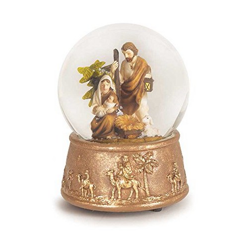 Dicksons Holy Family with Lamb Gold Tone Polyresin 7 Inch 딕슨 성가족 양고기 금색 폴리레진 7인치 크리스마스 탄생 뮤지컬 water, 1개