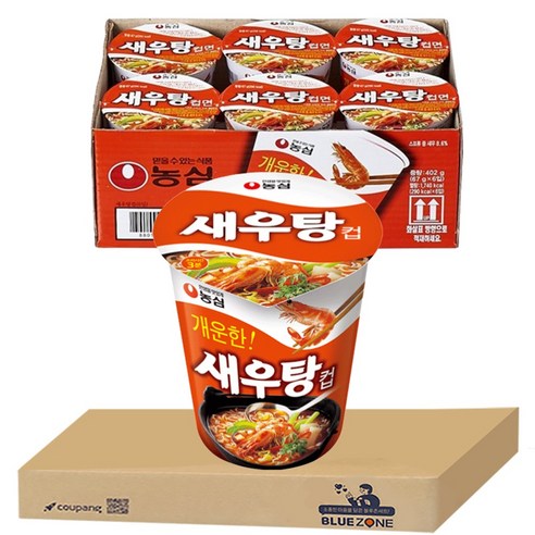 블루존 새우탕 소컵라면 67g (6입), 6개