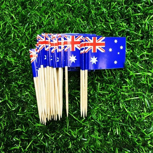 TeeFly 100 PCS National Flags Picks Art Toothpicks 파티 컵케익 장식 샌드위치 미니 음식, 100 오스트레일리아