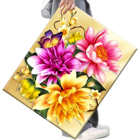 FASEN 액자 보석십자수 캔버스형 DIY 키트 40 x 50 cm, 1세트, FAN29.산뜻한 꽃송이