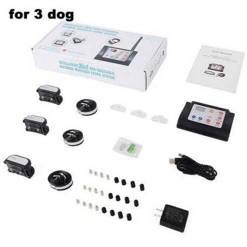 무선 전기 애완견 울타리 방수 충전식 목걸이 4 가지 작업 모드 개목걸이 2 in 1, Au 플러그, for 3 dog