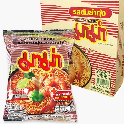 태국라면 MAMA 마마똠양 똠얌꿍라면 55g 박스상품, 30개입