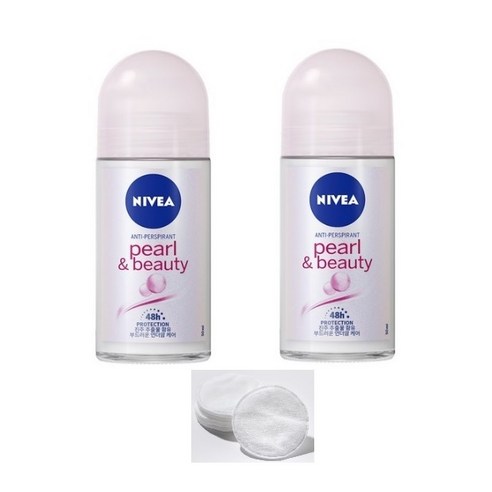 니베아 펄앤 뷰티 데오드란트 롤온타입 50ML + 화장솜 3매, 2개