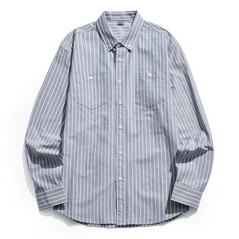 ANKRIC 가을 긴팔 셔츠 남성용 옥스포드 섬유 셔츠 스트라이프 셔츠 일본 조커 캐주얼 셔츠 코트 8026 셔츠