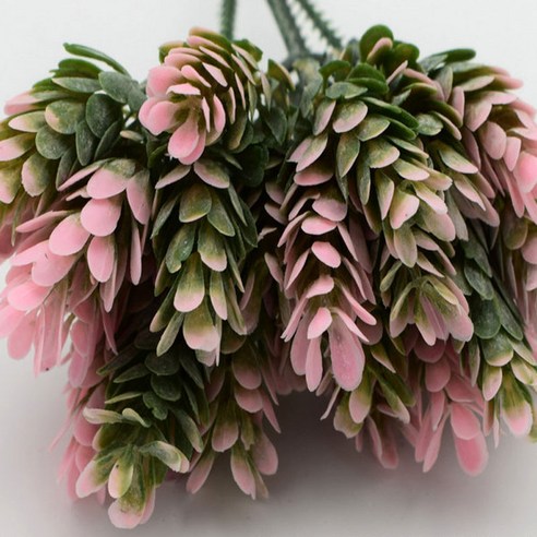 인테리어 장식 소품 나뭇잎 조화 3개, 핑크
