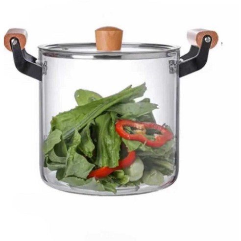 투명 내열 유리냄비 목재손잡이 전참시 이영자냄비, 4.5L, 1개