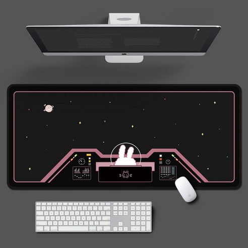루나글램 파스텔 일러스트 장패드 90x40cm 4mm, 토끼 블랙, 1개