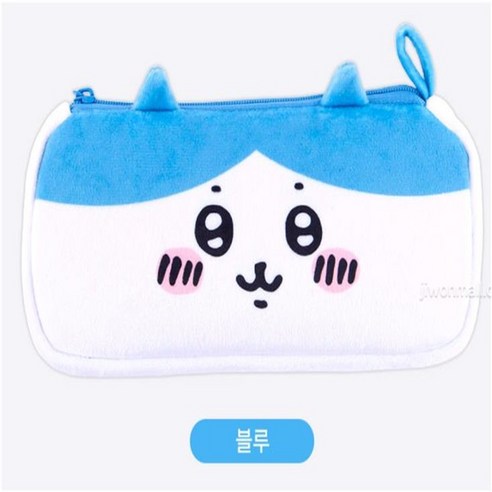 먼작귀 롱롱페이스 펜파우치 필통, 블루, 1개