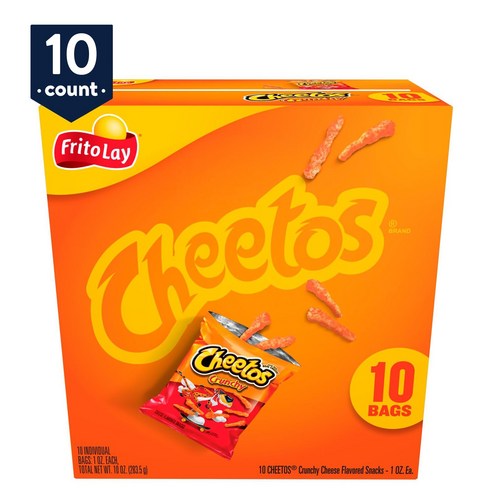 [미국직배송]치토스 크런치 치즈맛 스낵 10개입x28.3g Cheetos Crunchy Cheese-10tc, 1개, 283.5g