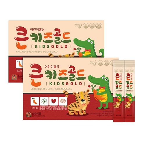 순수식품 큰 키즈 골드 어린이 홍삼 스틱 + 쇼핑백, 10ml, 30개