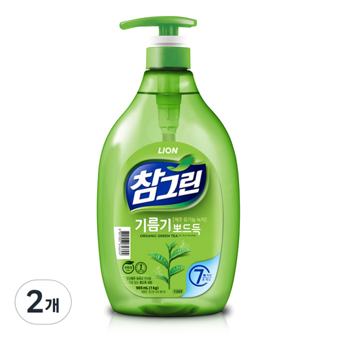 참그린 녹차 뽀드득 주방세제, 1kg, 2개