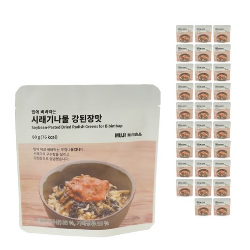 무인양품 MUJI 밥에 비벼먹는 시래기나물 강된장맛 30개, 80g
