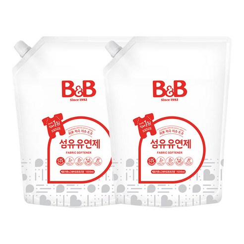 비앤비 섬유유연제 베르가못 리필 1.5L 2개