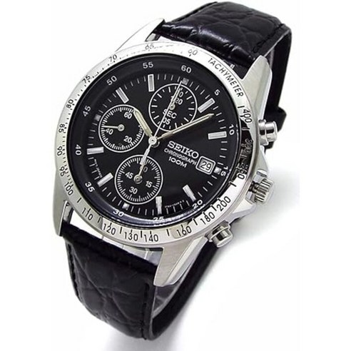 SEIKO 크로노 그래프 시계 가죽 벨트 세트 국내 세이코 정규 유통품 블랙 SND367P1 [품] 세이코시계