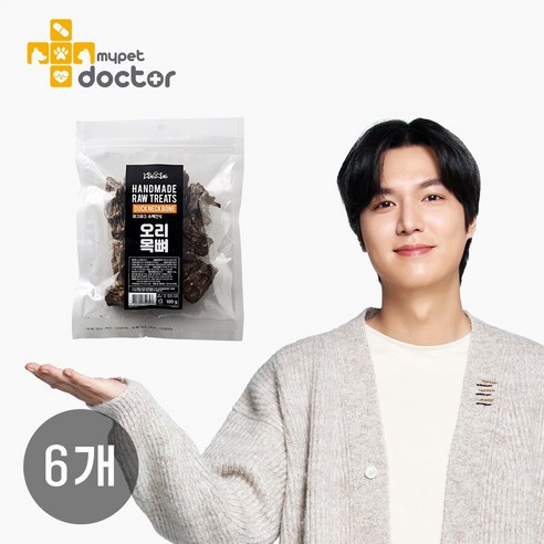 [마이펫닥터] 강아지 수제 간식 4종 오리날개/ 오리목뼈/ 오리도가니/ 돼지귀슬라이스, 오리목뼈, 100g, 6개