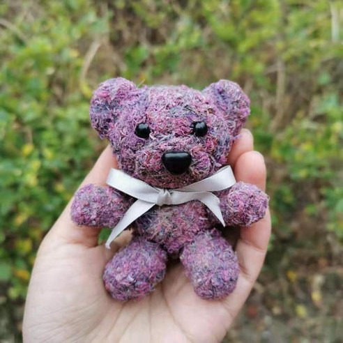 [LOVE MQ] 1pcs 자연 신선한 이끼 영원한 곰 인공 테디 보존 DIY 웨딩 파티 장식 생일 로즈 선물 상자, 하나, 보라색 눈