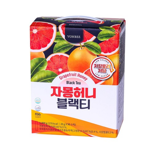 코스트코 VONBEE 본비 자몽 허니 블랙티 1800G (20G X 90스틱) 저당 액상아이스티, 20g, 90개입, 1개