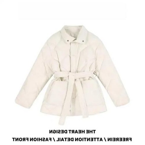 여성 웨이스트핏 두꺼운 보온 패딩 한국 스타일 코튼 코트 프렌치 겨울