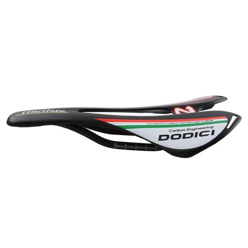 Dodici Ultralight 전체 탄소 섬유 중공 쿠션 3K 무광택 도로 산악 자전거 안장 270x143mm, 하나, 흰색 가장자리