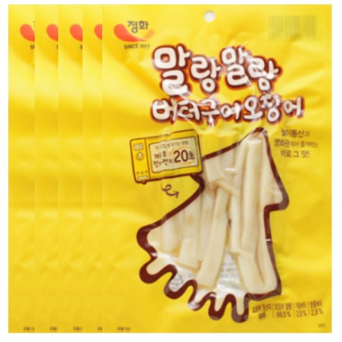 정화 말랑말랑 버터구이 오징어 50g 편의점 오징어 채 슬라이스 혼술 마른 안주, 5개