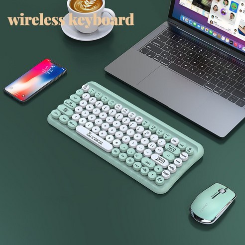 [시요] USB 2.4G 무선 키보드 및 마우스 Macbook PC 게이머 컴퓨터 노트북 게임용 키보드 마우스 키트 게이머 키패드 컴퓨터 마우스, Green, 하나, 하나
