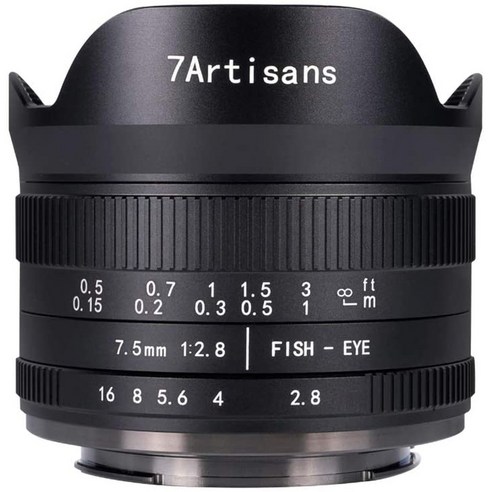 7Artisans 7.5mm F2.8 II APS-C 매뉴얼 초광각 어안 렌즈 소니 E 니콘 Z 후지 FX 캐논 EOS-M M43 마운트, 소니 E 마운트