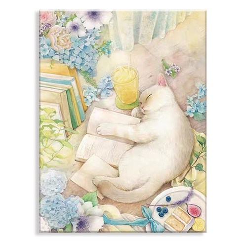 엔픽아트 캔버스형 보석십자수 40 x 50 cm, MK137 평화로운 고양이, 1개