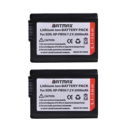 2X 2000mAh NP-FW50 NP FW50 배터리 LED 내장 USB 충전기 호환 소니 A6000 A6400 A6300 A6500 A7 A7II A7RII A7SII A7S, [06] 2Pcs