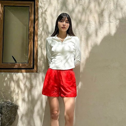 핑거홀 집업 여성 래쉬가드 오프화이트, 오프화이트 M(55반~66반)