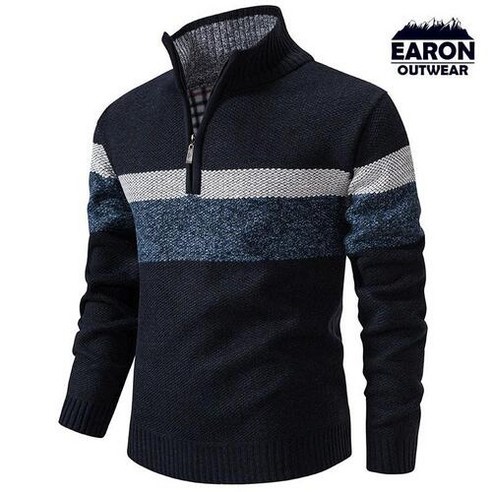 EARON 배색 기모 반집업 니트 스웨터