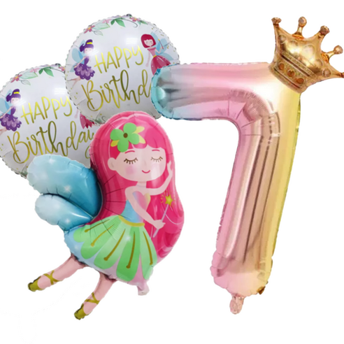파파 파티 생일파티 숫자 풍선 세트, 1세트, 요정 7