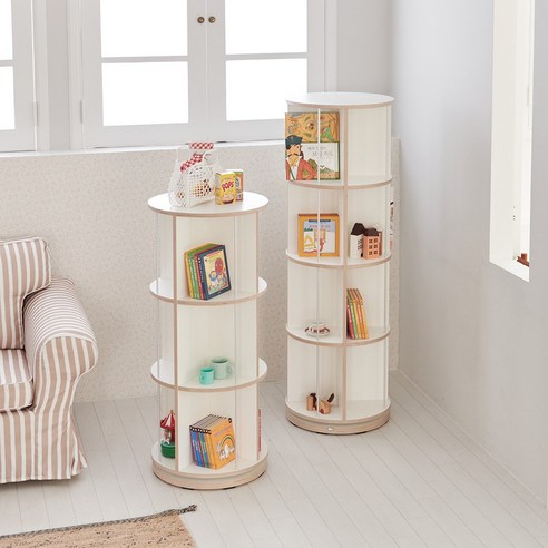 VONI 자작엣지 원형 회전책장으로 지혜와 아름다움이 깃든 공간을 창조하세요.