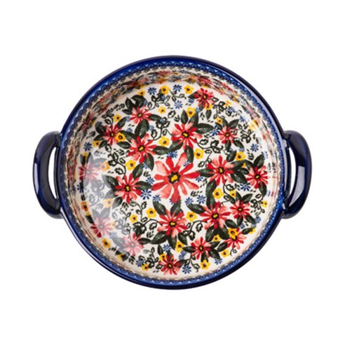 그린 샐러드 파스타 플레이트 유약 색상 꽃 디자인 가정용 Bakeware 그릇 베이킹 트레이 과일 그릇 매일 사용 공식, 다중, 세라믹, 이중 귀가 있는 둥근