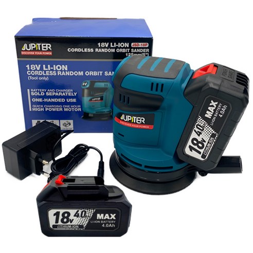 주피터 샌딩기 충전 전동 원형 샌더 마끼다 호환 풀세트, 옵션1.샌딩기+4.0(L)베터리1개+S)어댑터, 1세트