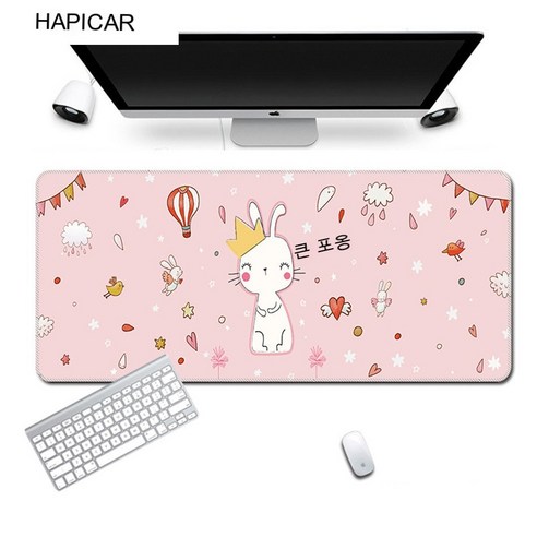 YJQ 귀여운 마우스 패드 Comtuper 데스크 매트 대형 XXL Mousepad Kawaii 게임 Accessoroes 노트북 게이머 키보드 MacBook 방수 Maus 매트, MULTI