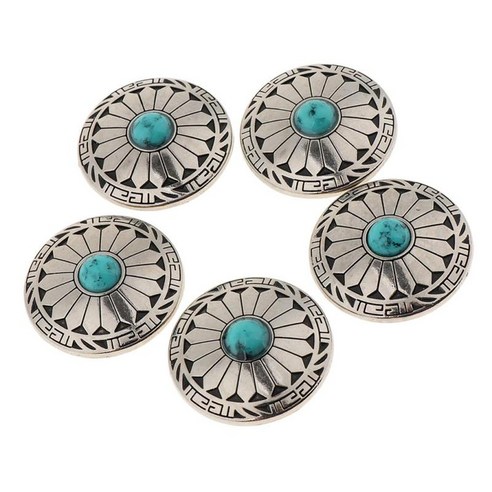 가죽 공예에 대한 청록색 비즈 스크류 백이있는 5pcs 대형 리벳 버튼, 녹색, 합금