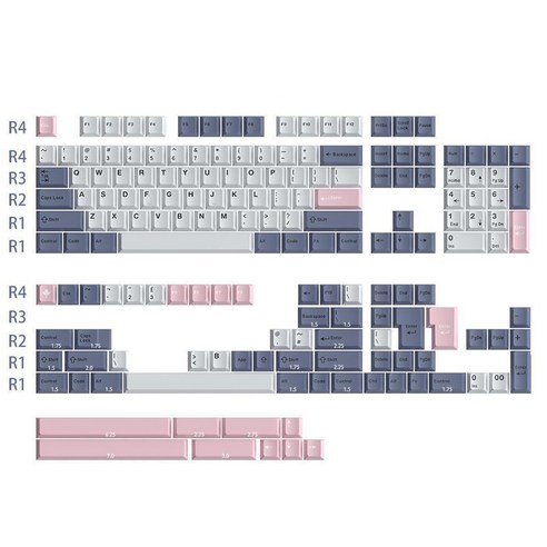 GMK TYPE(Fuji) 키캡은 Cherry 프로파일을 채용한 ABS 재질의 키캡으로, 전체적으로 1.7mm~1.8mm의 두께를 가지며 이중사출 방식을 사용하여 제작되었습니다.
