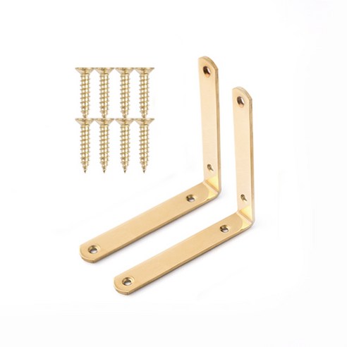 철물파크 선반받침대 선반대 지지대 고정받침대 꺽쇠 까치발, C-03 C-01 골드(L) 2개입+설치피스, 2개