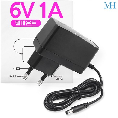 명호전자 6V 어댑터 DC 6V 500mA 0.5A 1A 2A 3A 아답터, MH03_6V 3A(2A호환) 벽걸이형